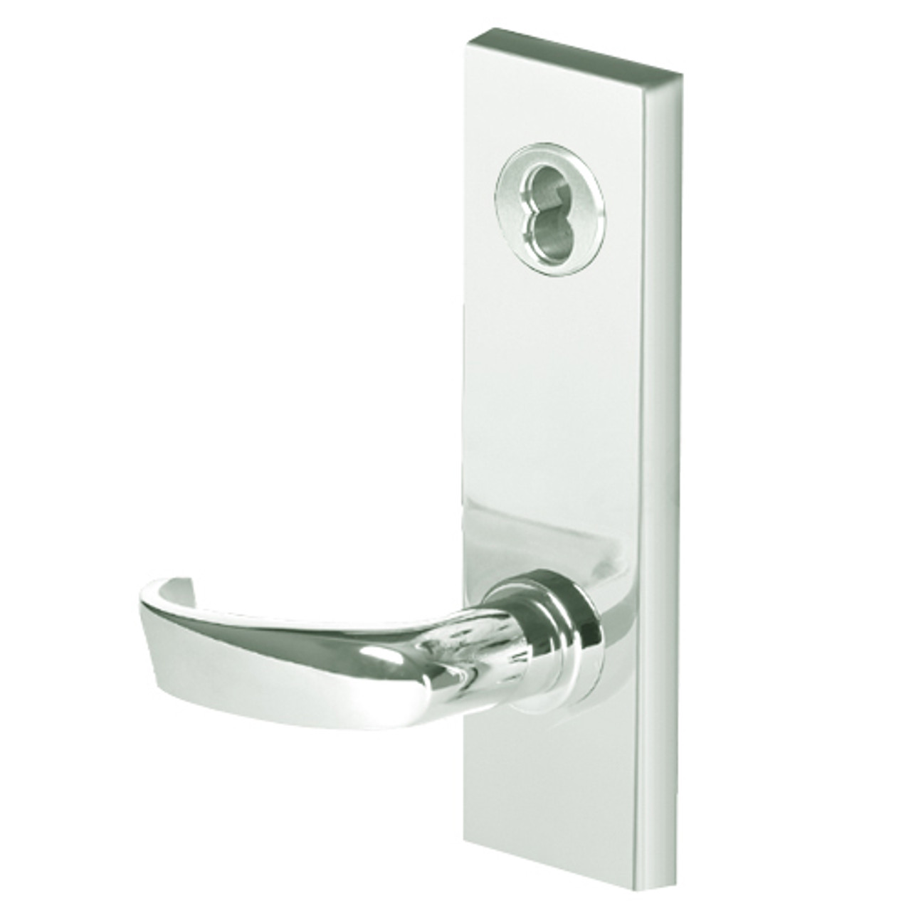 45H7AB14M618 Best 40H Series Office with Deadbolt Heavy Duty Mortise Lever Lock with Curved with Return Style in Bright Nickel