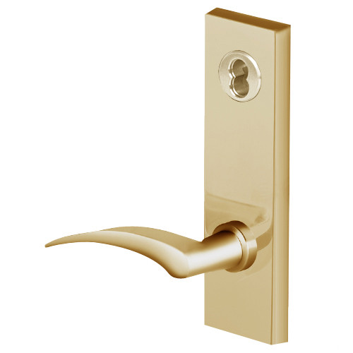 45H7AB17RM606 Best 40H Series Office with Deadbolt Heavy Duty Mortise Lever Lock with Gull Wing RH in Satin Brass