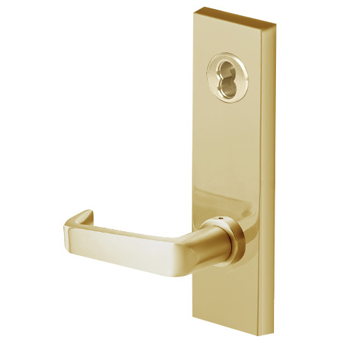 45H7TD15M606 Best 40H Series Dormitory with Deadbolt Heavy Duty Mortise Lever Lock with Contour with Angle Return Style in Satin Brass