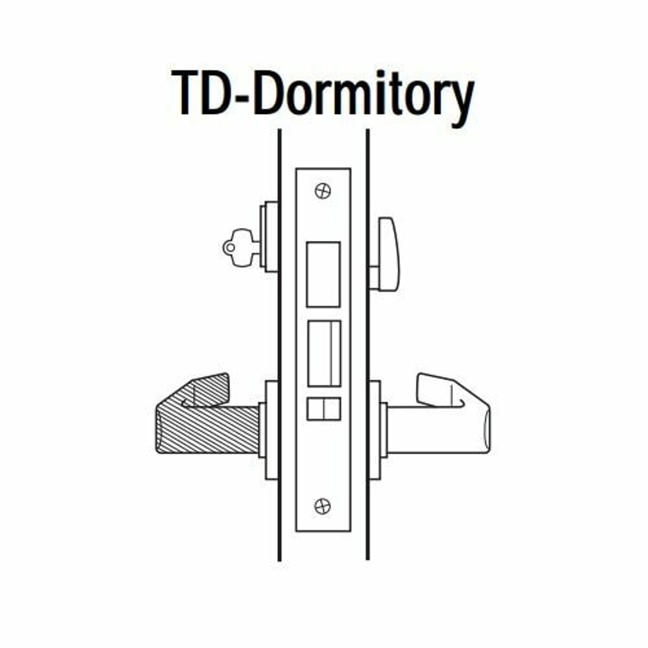 45H7TD16M606 Best 40H Series Dormitory with Deadbolt Heavy Duty Mortise Lever Lock with Curved with No Return in Satin Brass