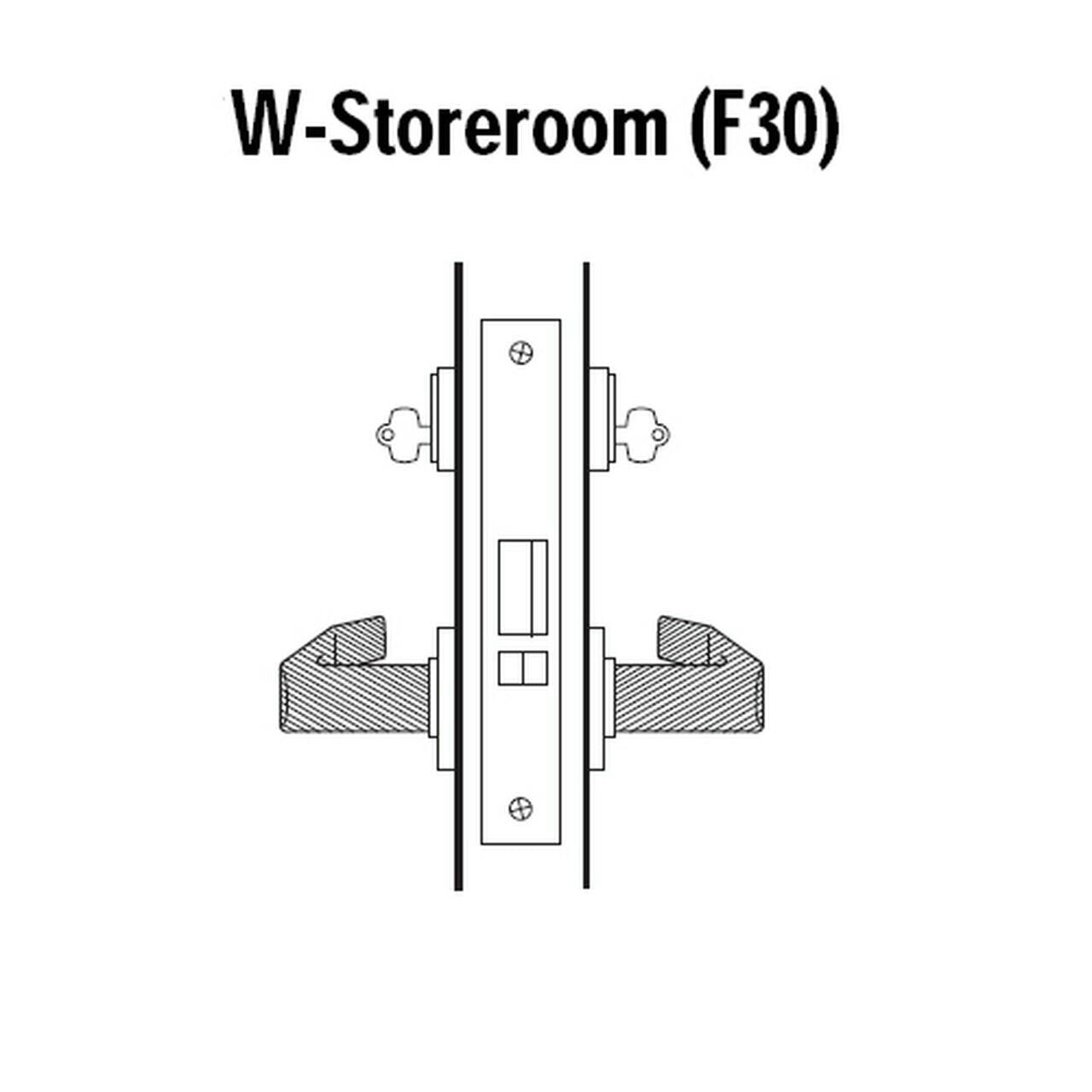 45H7W14M605 Best 40H Series Storeroom without Deadbolt Heavy Duty Mortise Lever Lock with Curved with Return Style in Bright Brass