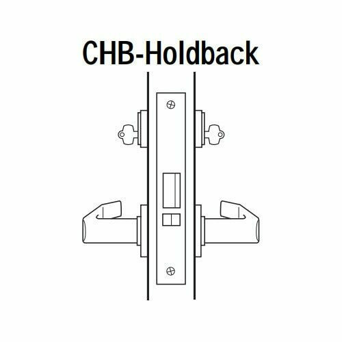 45H7CHB12M618 Best 40H Series Holdback without Deadbolt Heavy Duty Mortise Lever Lock with Solid Tube with No Return in Bright Nickel