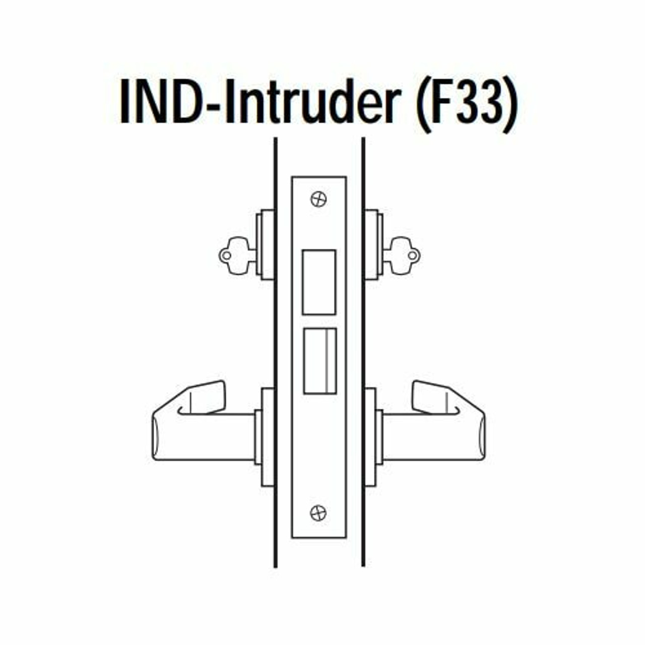 45H7IND12M619 Best 40H Series Intruder with Deadbolt Heavy Duty Mortise Lever Lock with Solid Tube with No Return in Satin Nickel