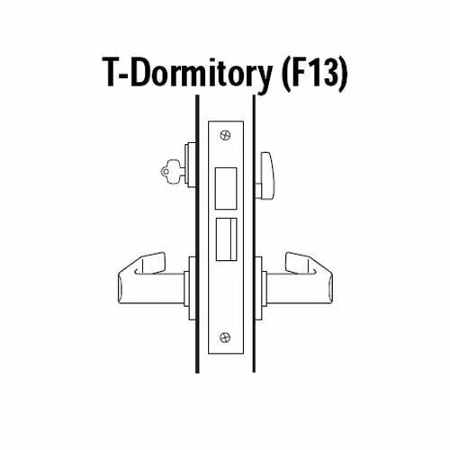 45H7T14N618 Best 40H Series Dormitory with Deadbolt Heavy Duty Mortise Lever Lock with Curved with Return Style in Bright Nickel