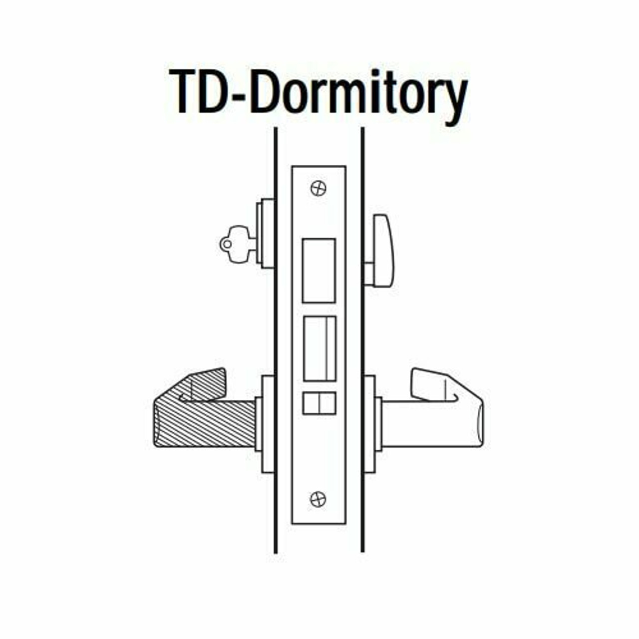 45H7TD17RN622 Best 40H Series Dormitory with Deadbolt Heavy Duty Mortise Lever Lock with Gull Wing RH in Black