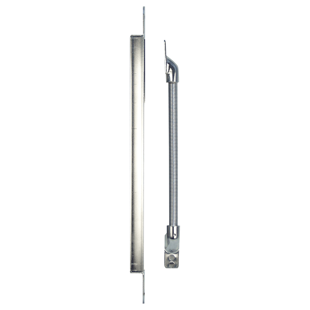 Securitron EPT Electrical Power Transfer, standard version, bright chrome — mortise cover plate and armored flexible conduit loop