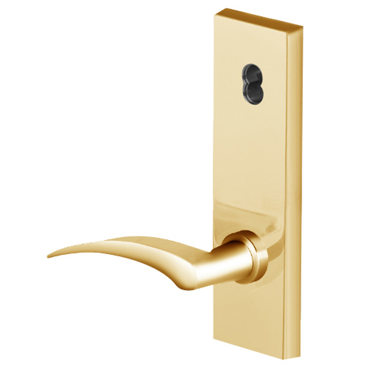 45H7H17RN605 Best 40H Series Hotel with Deadbolt Heavy Duty Mortise Lever Lock with Gull Wing RH in Bright Brass