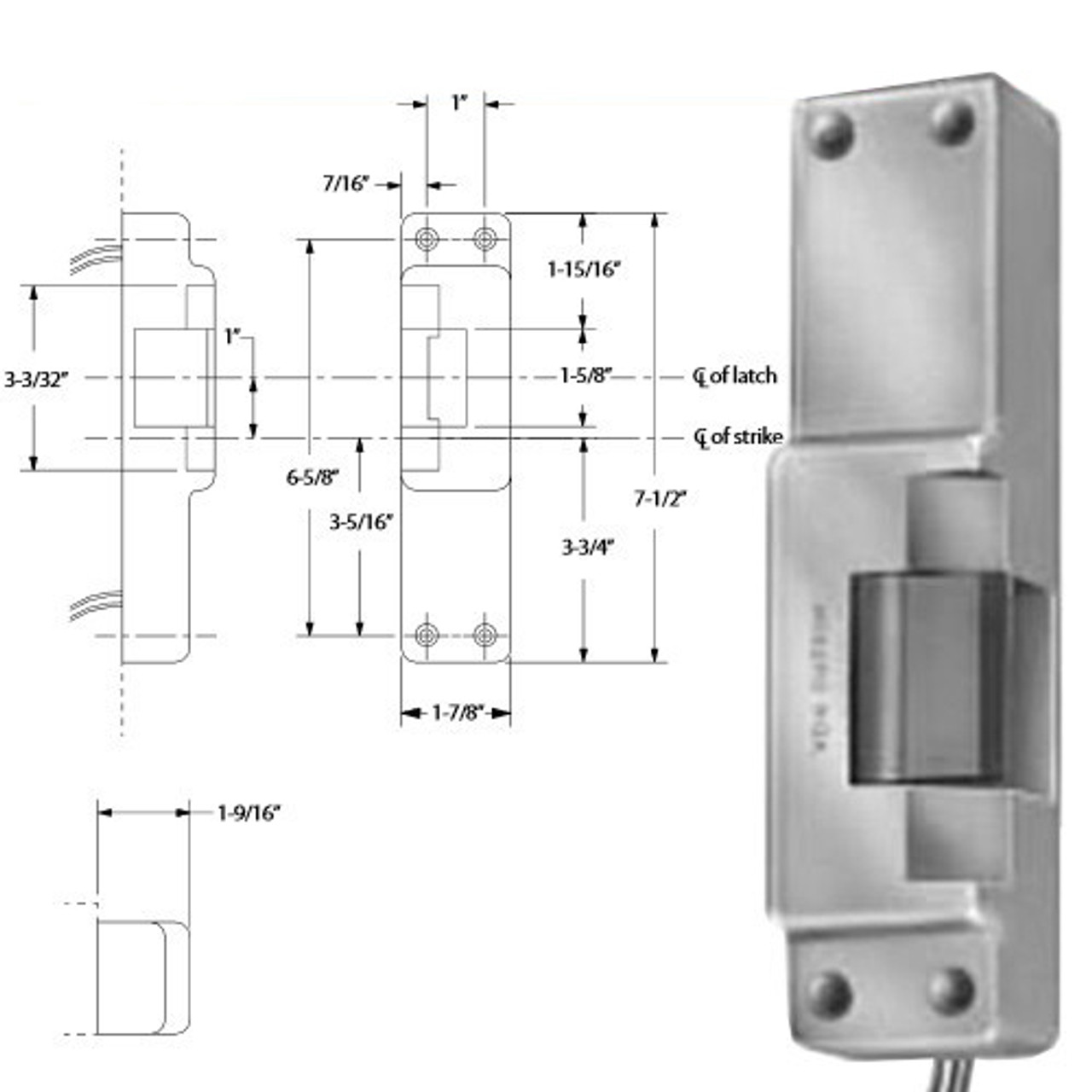 6114-DS-24VDC-US3 Von Duprin Electric Strike in Bright Brass Finish