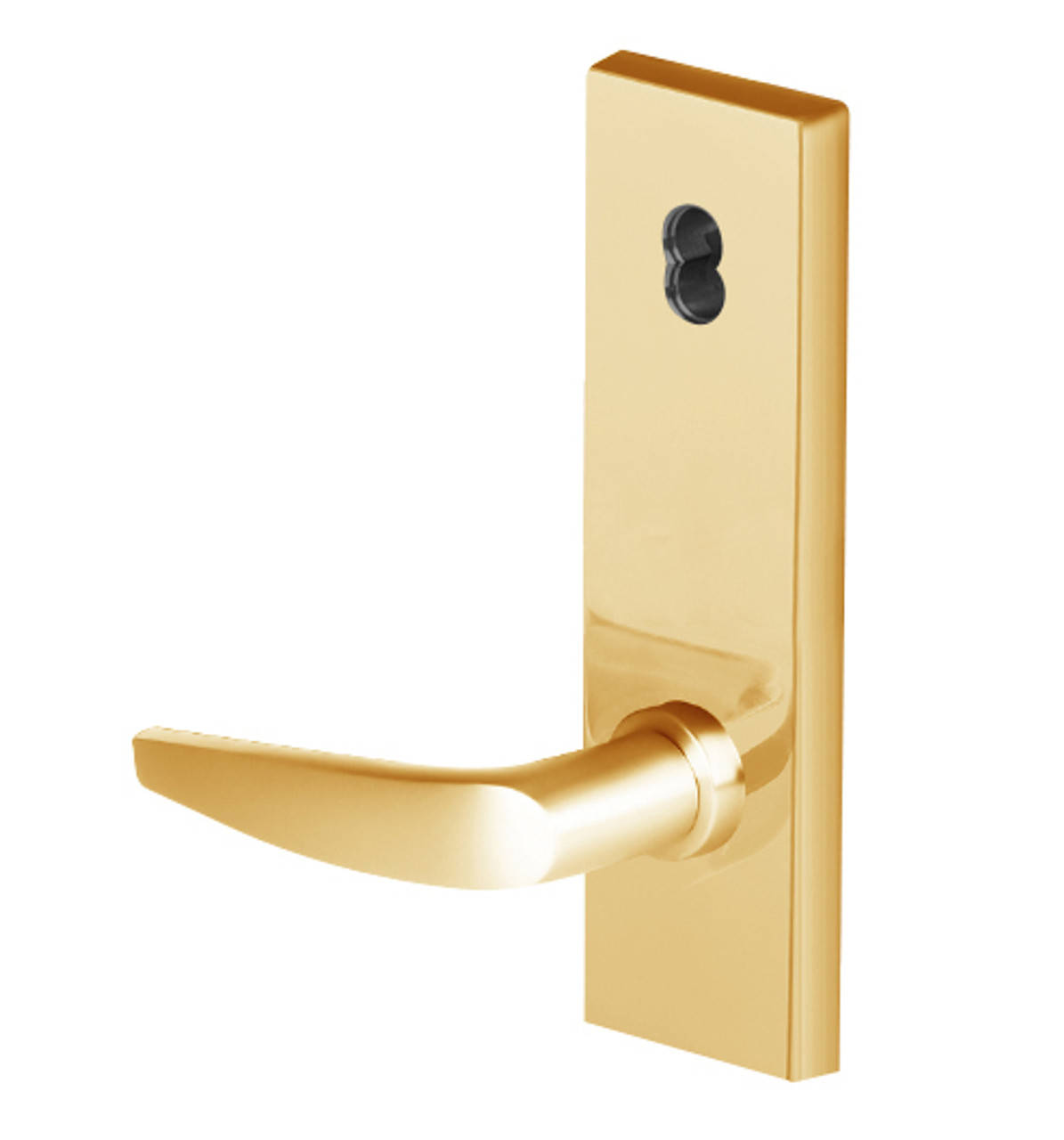 45H7R16N605 Best 40H Series Classroom Heavy Duty Mortise Lever Lock with Curved with No Return in Bright Brass
