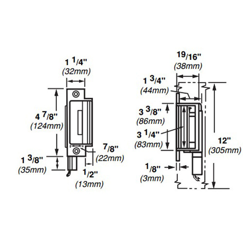 6210-DS-12VDC-US4 Von Duprin Electric Strike for Mortise Locks in Satin Brass Finish