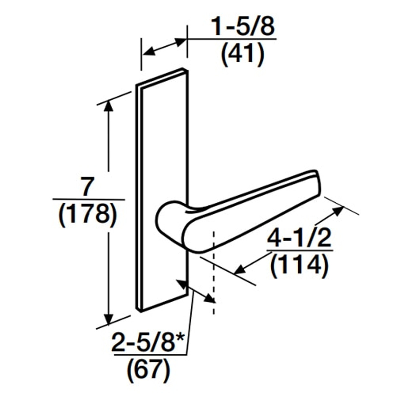 ML2070-ASP-618 Corbin Russwin ML2000 Series Mortise Full Dummy Locksets with Armstrong Lever in Bright Nickel