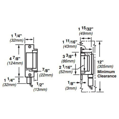 6211-DS-LC-24VDC-US10 Von Duprin 6211 Series Fire Rated Electric Strike for Mortise or Cylindrical Locksets in Satin Bronze