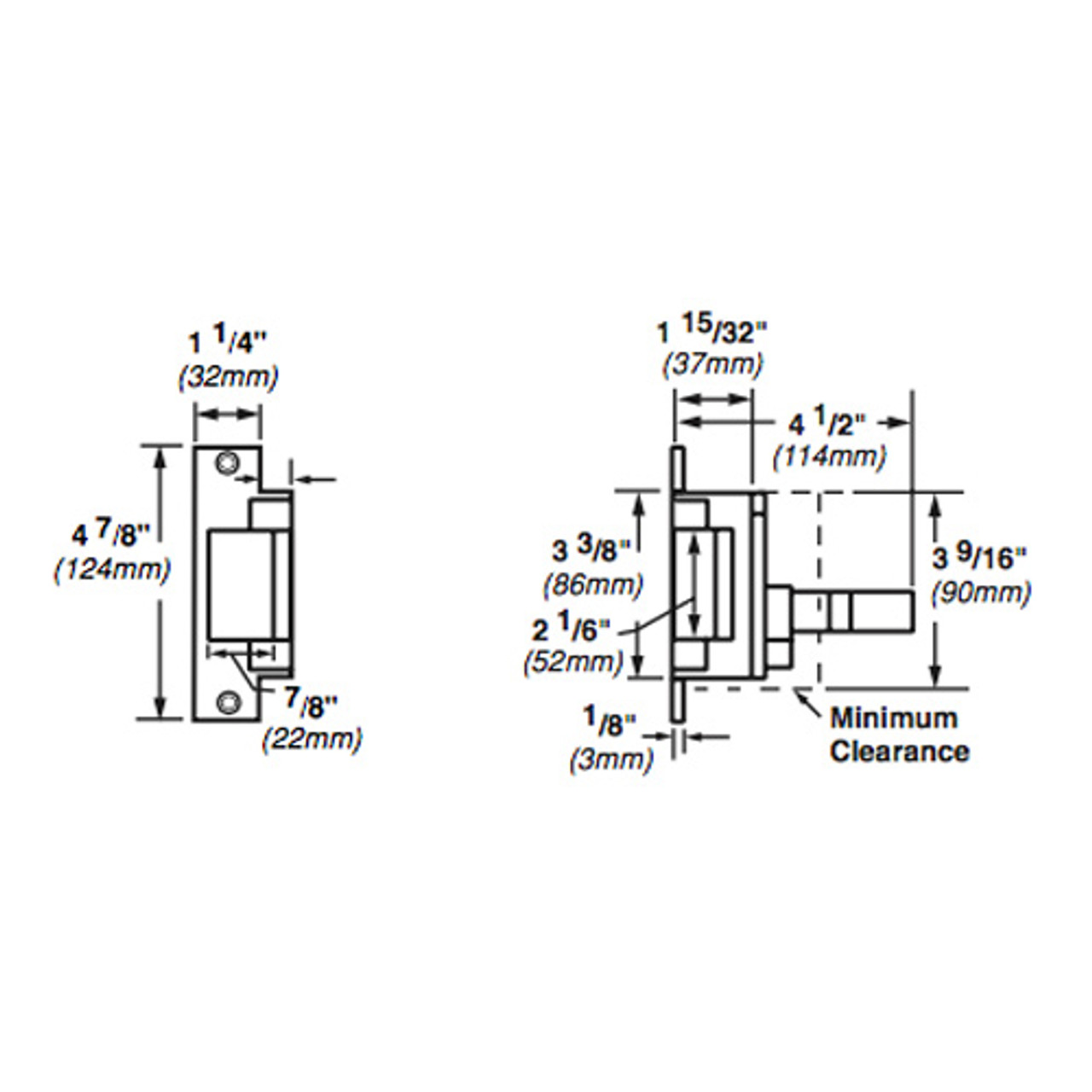 6211WF-DS-12VDC-US32 Von Duprin Electric Strike for Mortise or Cylindrical Devices in Bright Stainless Steel Finish