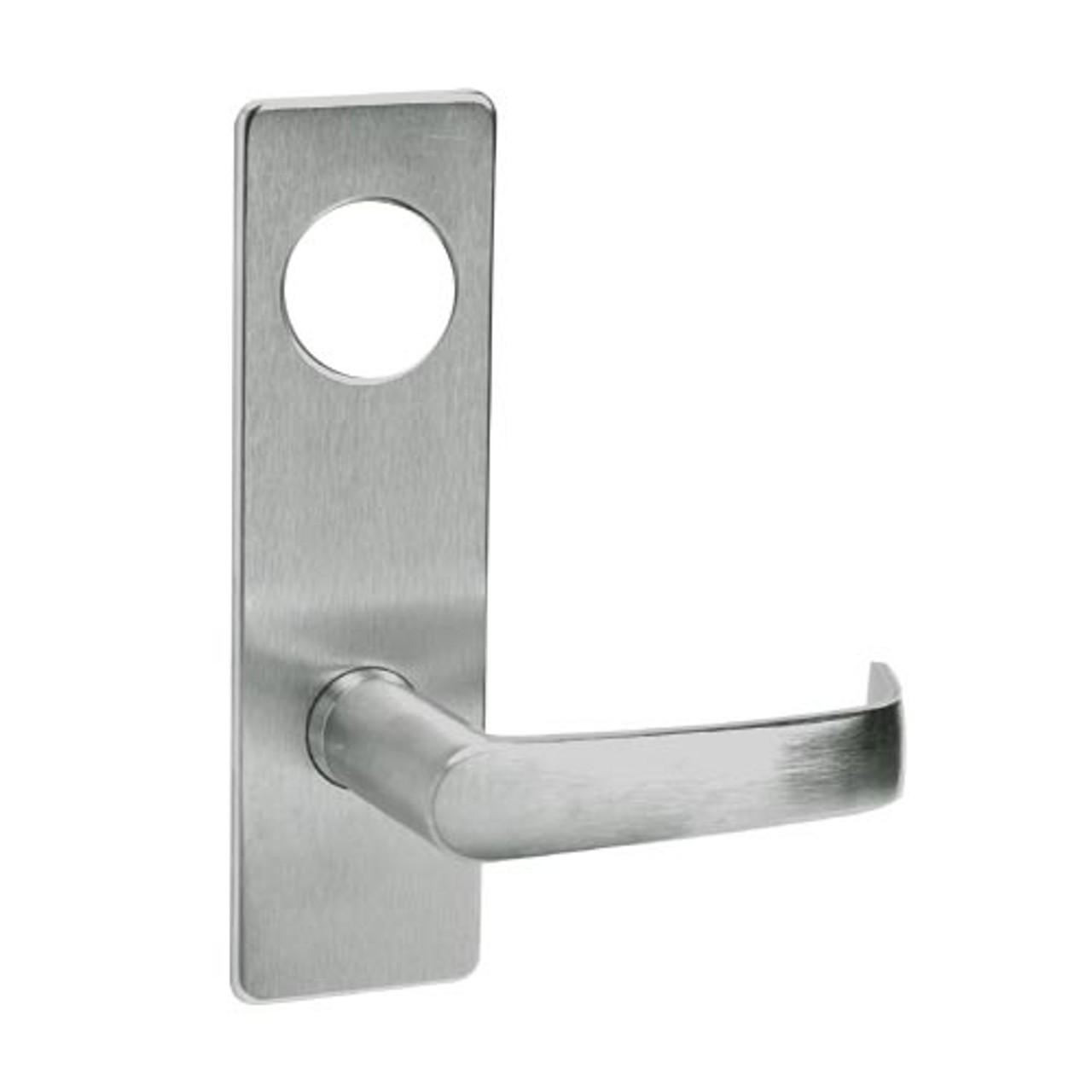 ML2051-NSM-619-CL7 Corbin Russwin ML2000 Series IC 7-Pin Less Core Mortise Office Locksets with Newport Lever in Satin Nickel
