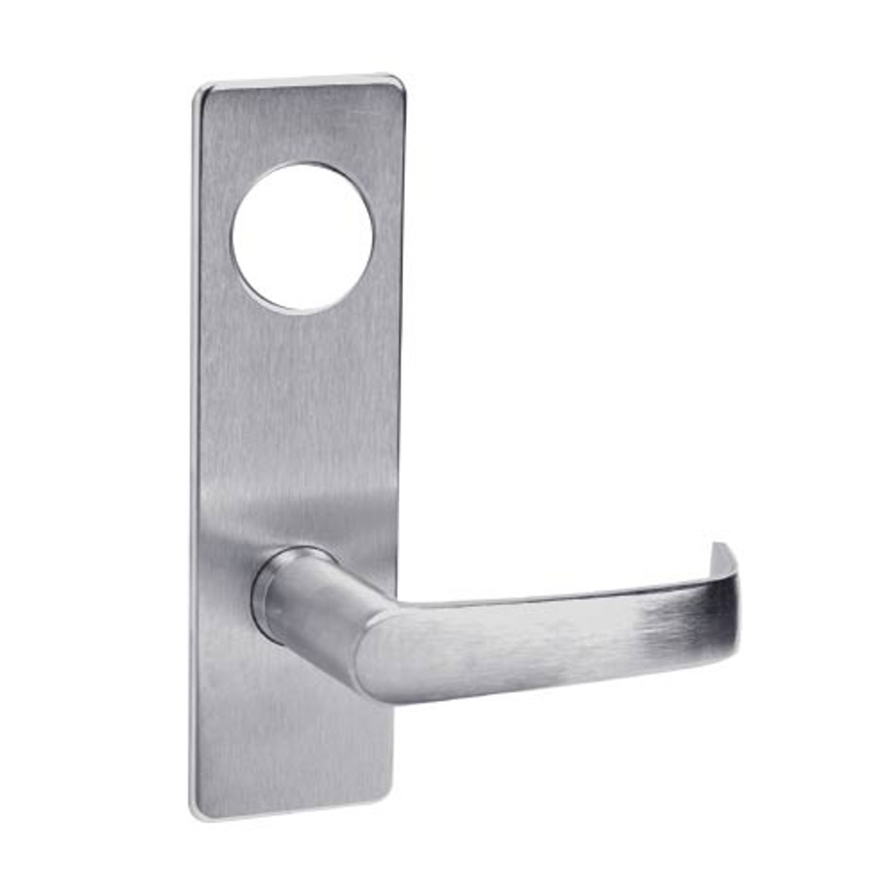ML2051-NSM-626-CL7 Corbin Russwin ML2000 Series IC 7-Pin Less Core Mortise Office Locksets with Newport Lever in Satin Chrome