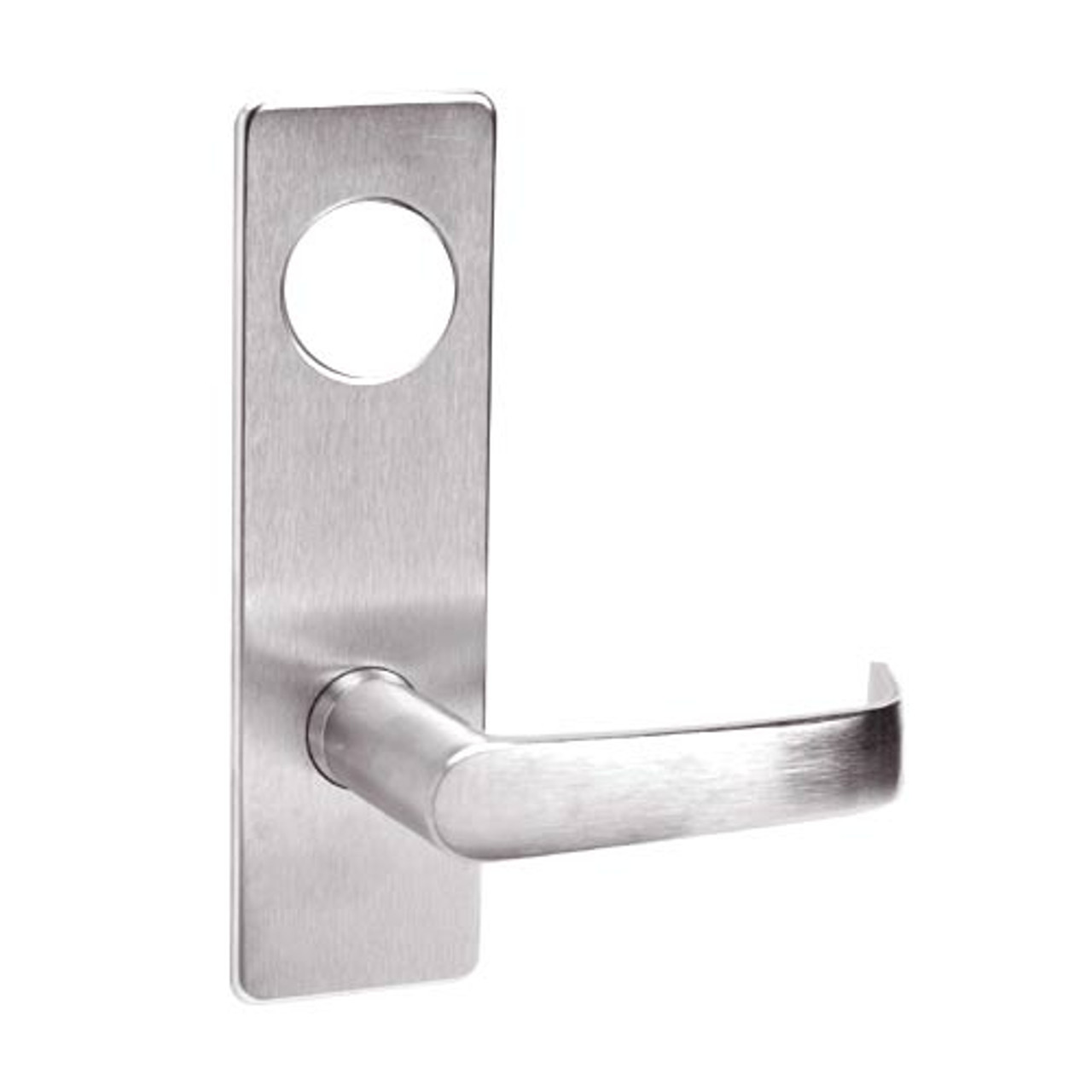 ML2051-NSM-629-CL7 Corbin Russwin ML2000 Series IC 7-Pin Less Core Mortise Office Locksets with Newport Lever in Bright Stainless Steel