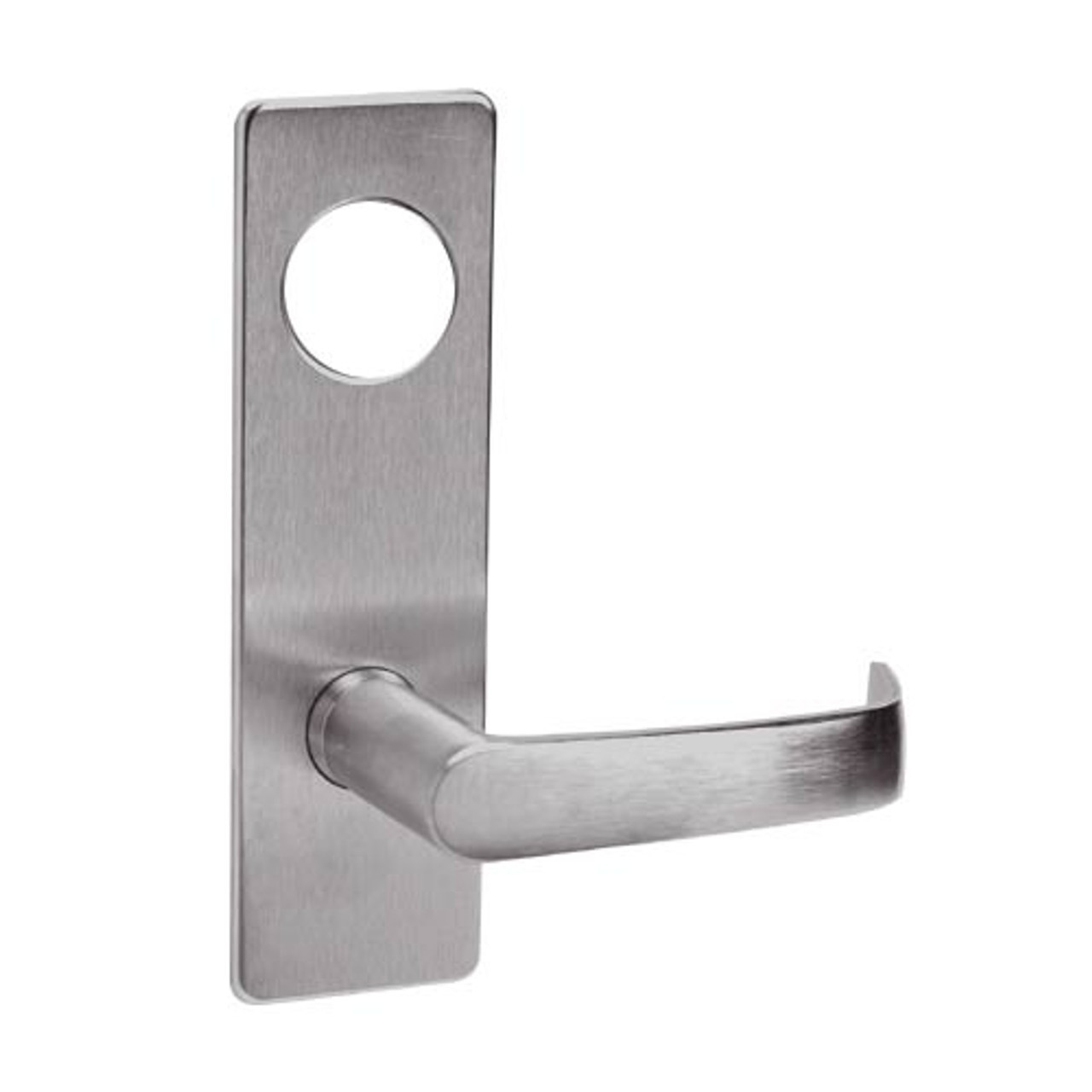 ML2055-NSM-630-CL7 Corbin Russwin ML2000 Series IC 7-Pin Less Core Mortise Classroom Locksets with Newport Lever in Satin Stainless