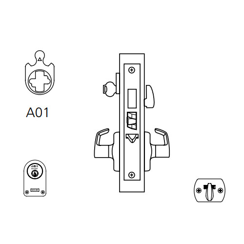 ML2075-NSM-605 Corbin Russwin ML2000 Series Mortise Entrance or Office Security Locksets with Newport Lever and Deadbolt in Bright Brass