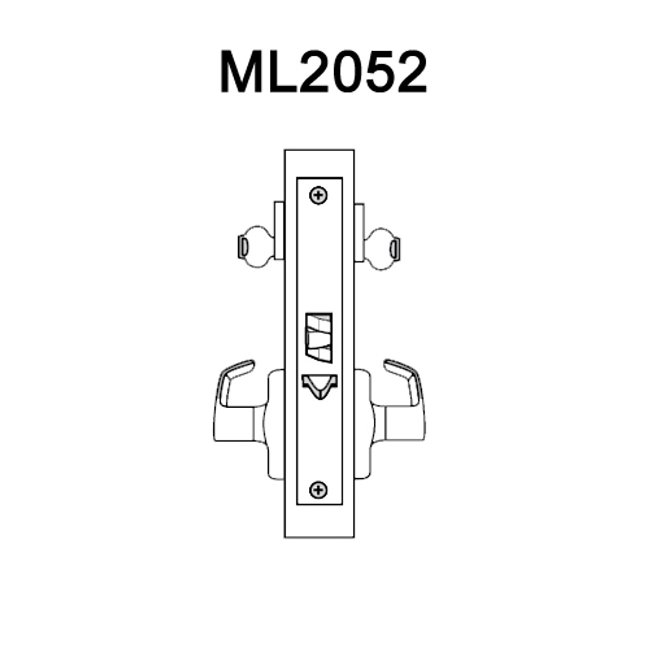ML2052-NSM-618-LC Corbin Russwin ML2000 Series Mortise Classroom Intruder Locksets with Newport Lever in Bright Nickel