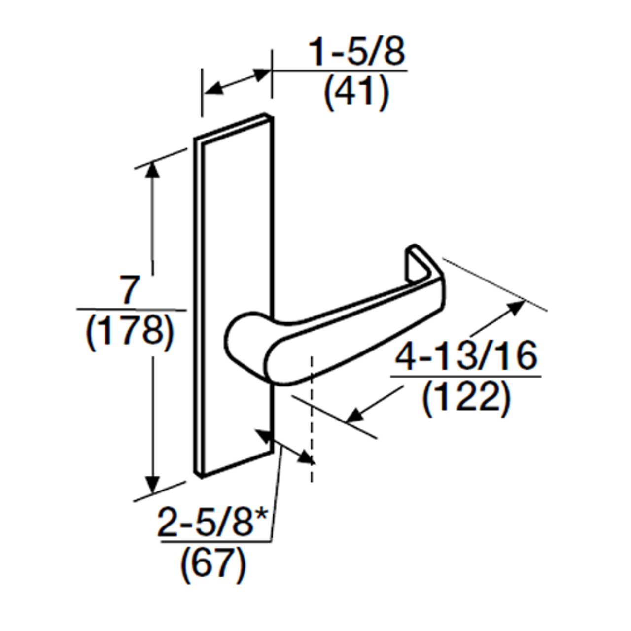 ML2051-NSP-626-CL6 Corbin Russwin ML2000 Series IC 6-Pin Less Core Mortise Office Locksets with Newport Lever in Satin Chrome