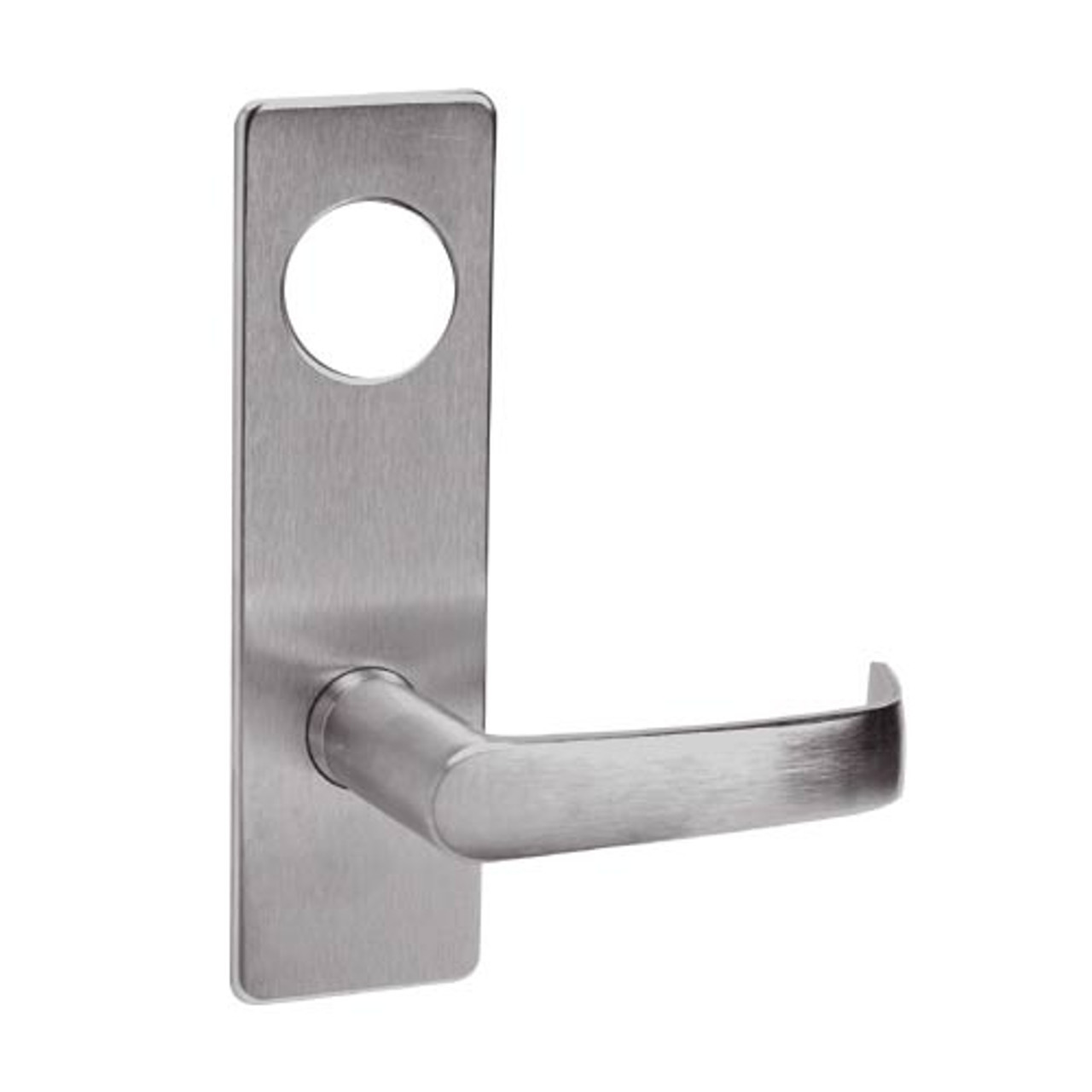 ML2052-NSP-630-CL7 Corbin Russwin ML2000 Series IC 7-Pin Less Core Mortise Classroom Intruder Locksets with Newport Lever in Satin Stainless