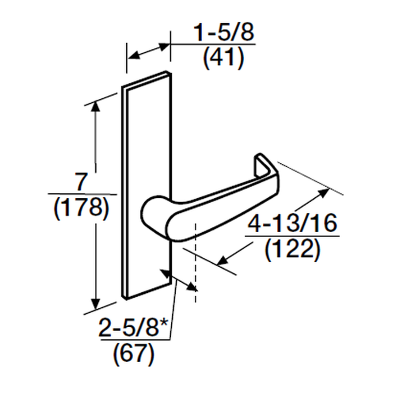 ML2010-NSP-618 Corbin Russwin ML2000 Series Mortise Passage Locksets with Newport Lever in Bright Nickel