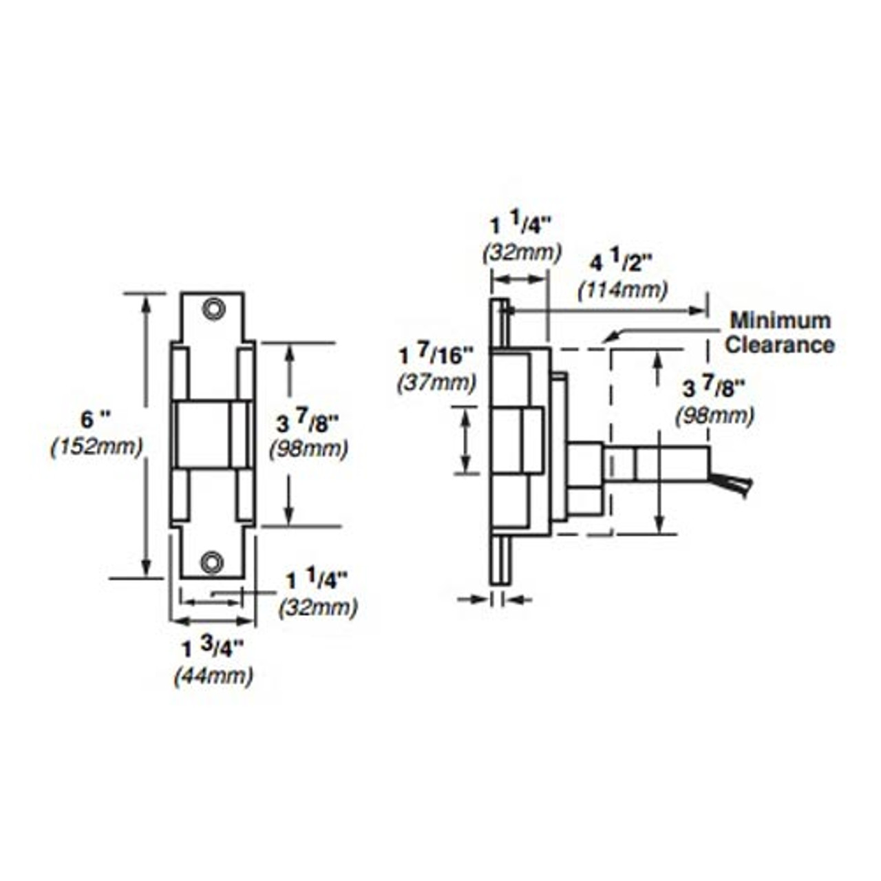 6221-FS-DS-LC-12VDC-US4 Von Duprin Electric Strike for Mortise or Cylindrical Locksets in Satin Brass Finish