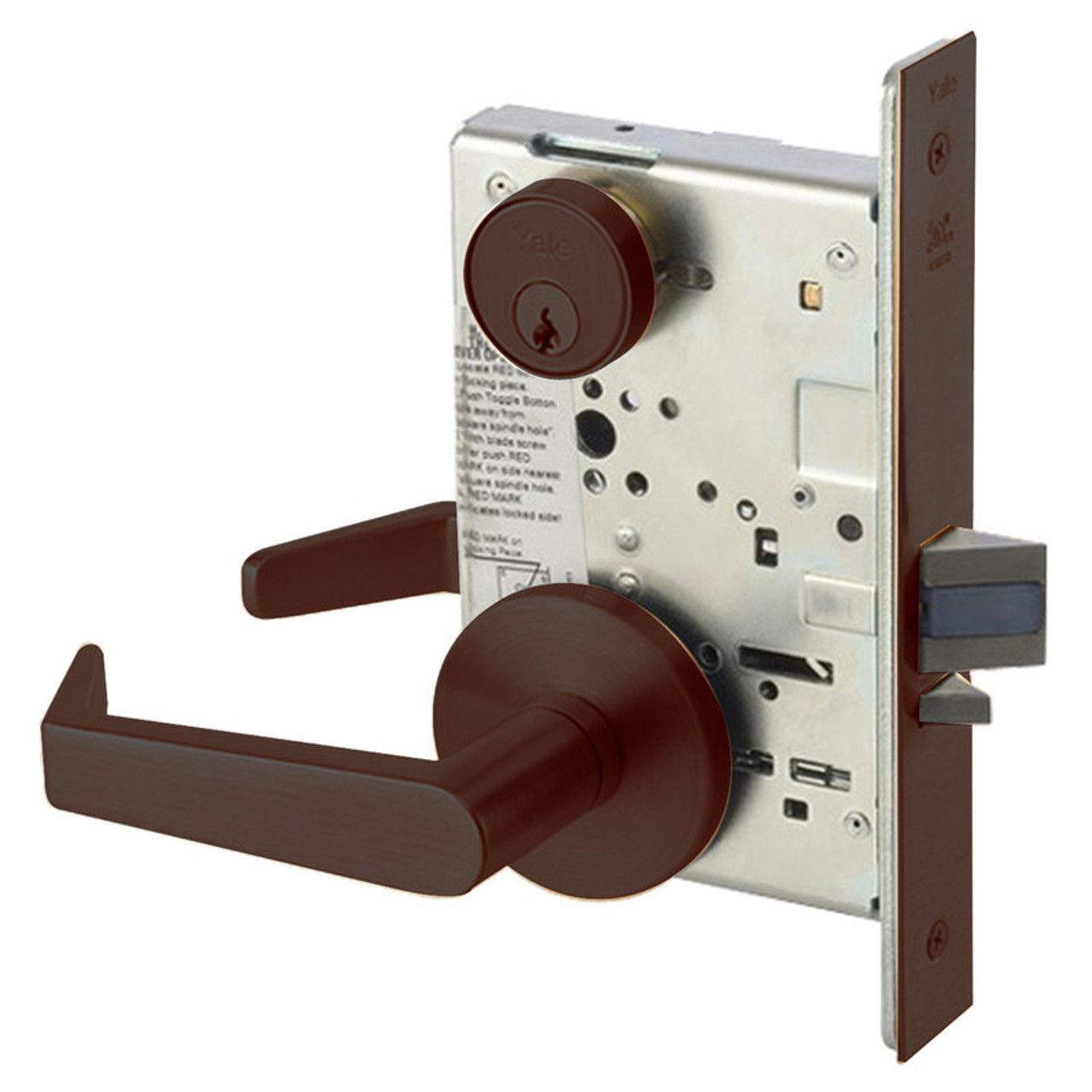 AUR8808FL-613E Yale 8800FL Series Single Cylinder Mortise Classroom Locks with Augusta Lever in Dark Satin Bronze