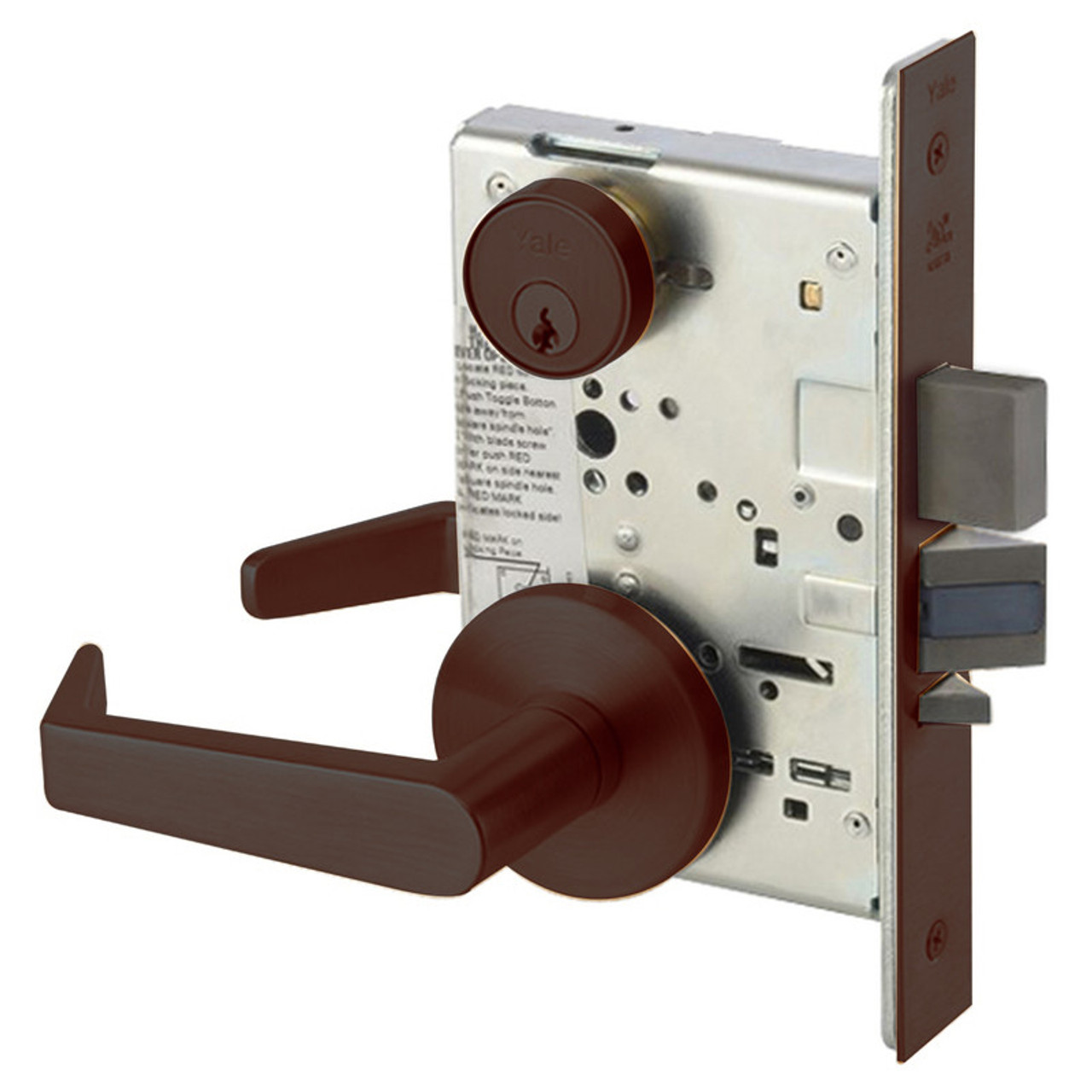 AUR8812-2FL-613E Yale 8800FL Series Double Cylinder Mortise Classroom Security Deadbolt Locks with Augusta Lever in Dark Satin Bronze