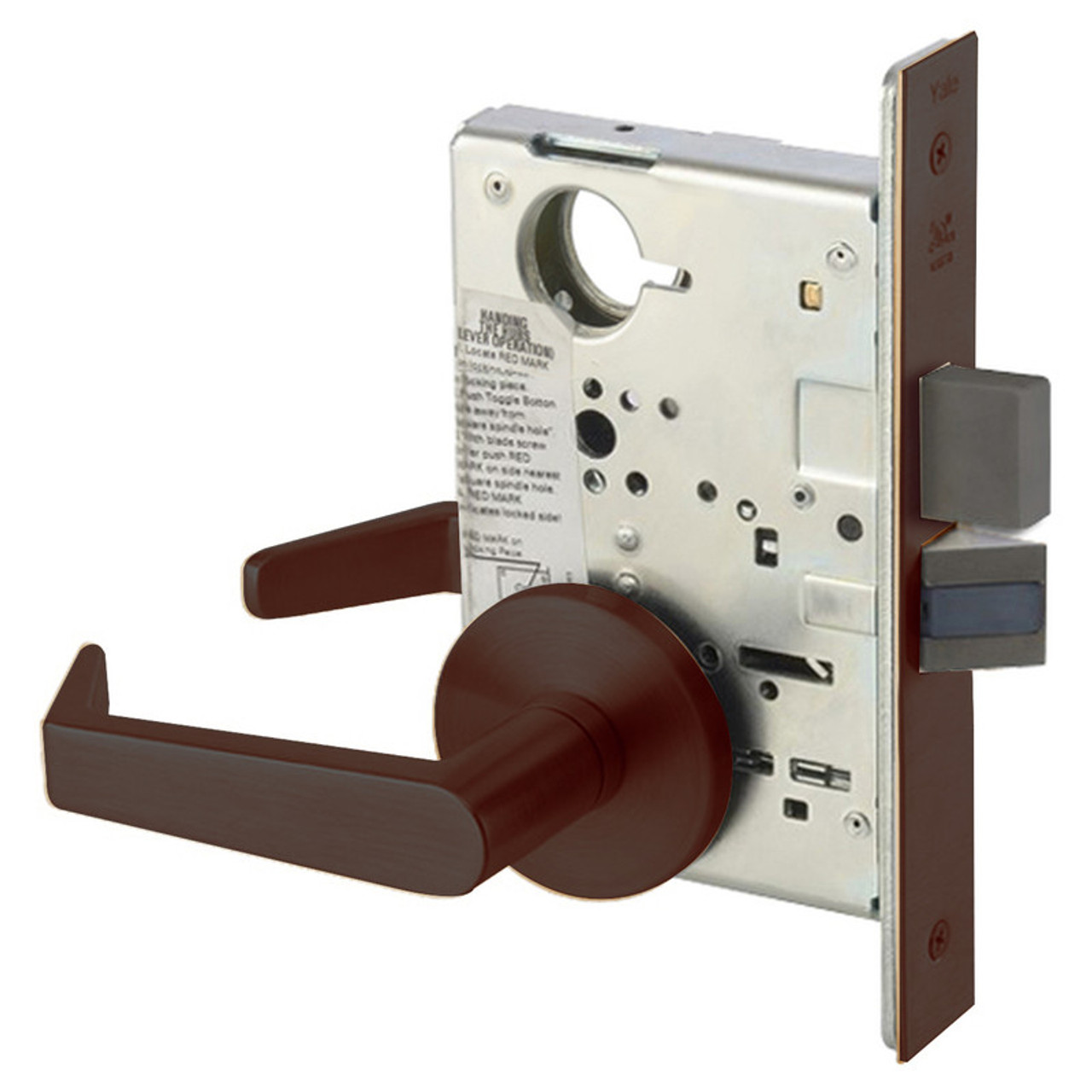 AUR8802FL-613E Yale 8800FL Series Non-Keyed Mortise Privacy Locks with Augusta Lever in Dark Satin Bronze