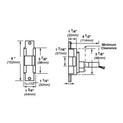 6221-FS-12VDC-US32 Von Duprin 6221 Series Electric Strike for Mortise Locksets (1" Deadbolt) in