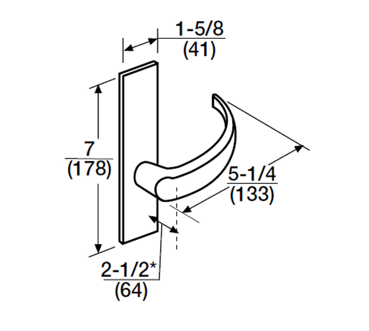 ML2069-PSP-629-CL7 Corbin Russwin ML2000 Series IC 7-Pin Less Core Mortise Institution Privacy Locksets with Princeton Lever in Bright Stainless Steel