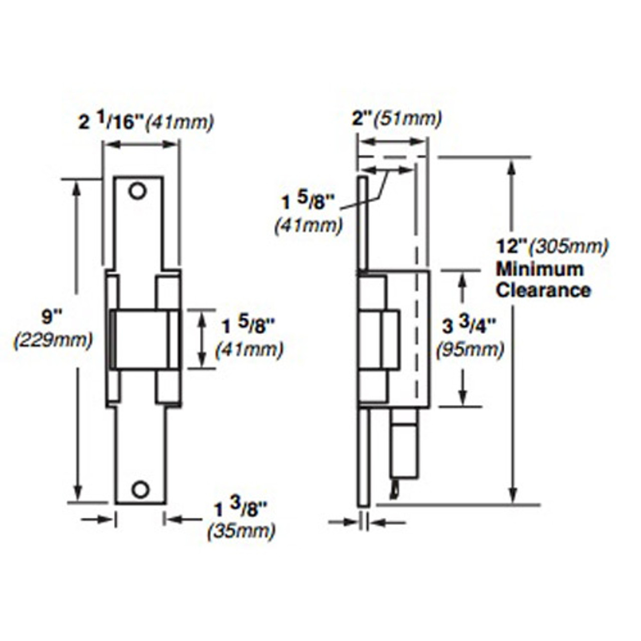 6222-FS-DS-LC-12VDC-US10B Von Duprin Electric Strike for Mortise or Cylindrical Locksets in Dark Bronze Finish