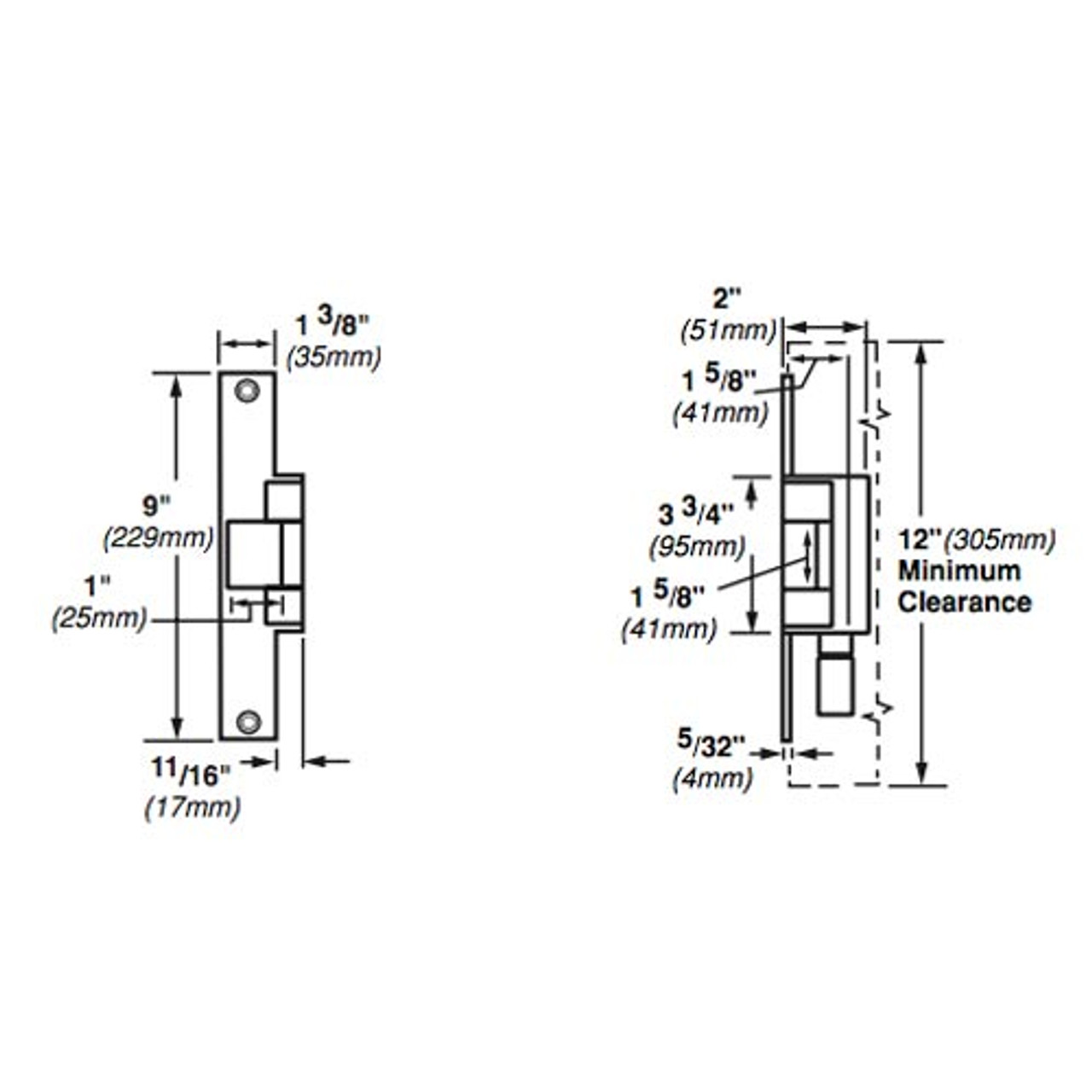 6214-DS-12VDC-US10B Von Duprin Electric Strike for Mortise or Cylindrical Locksets in Dark Bronze Finish