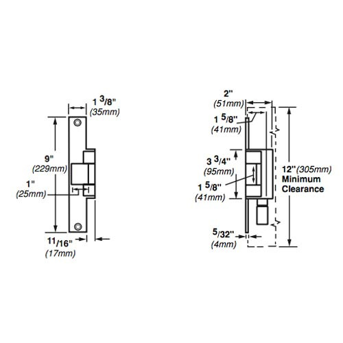 6214-DS-24VDC-US4 Von Duprin Electric Strike for Mortise or Cylindrical Locksets in Satin Brass Finish