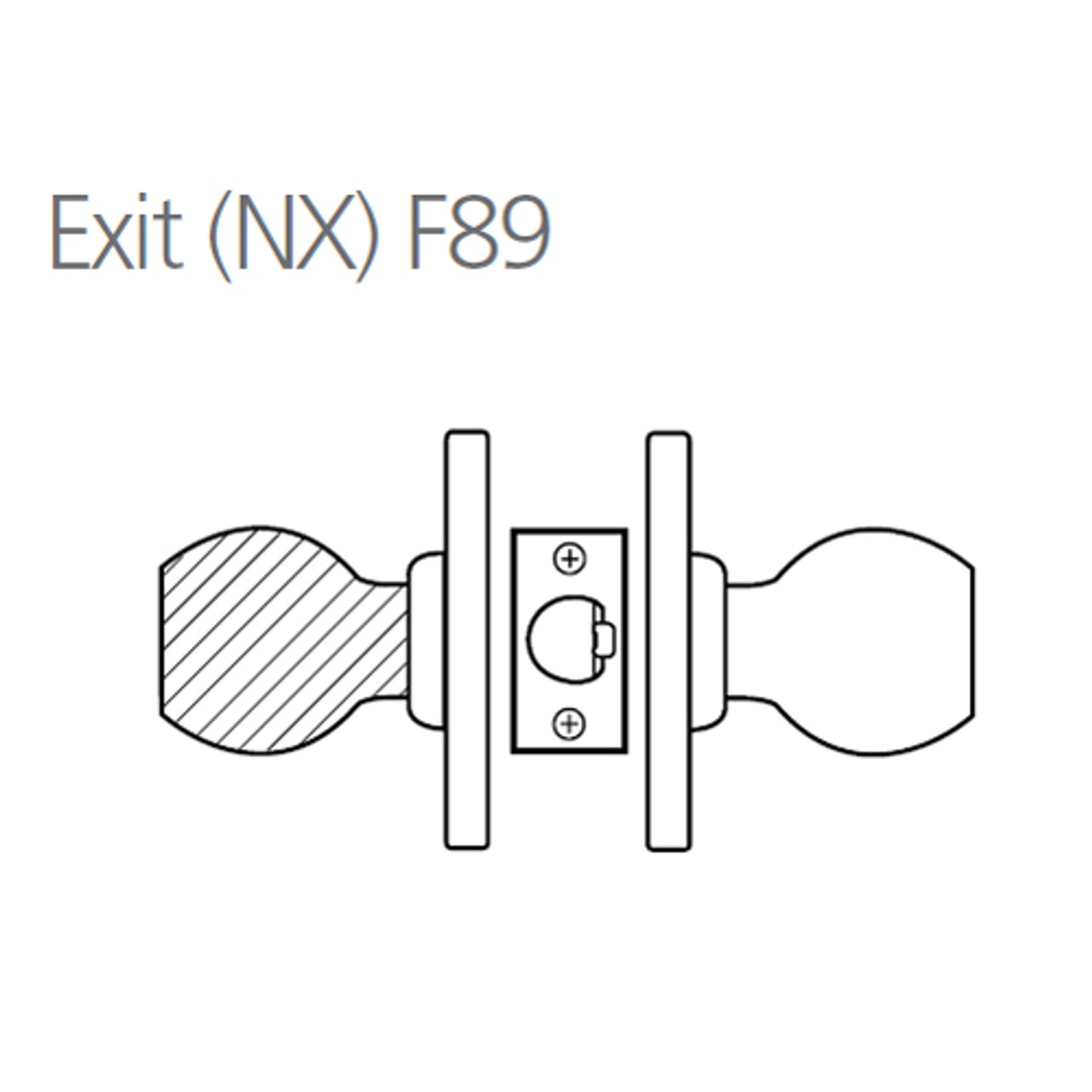 8K30NX4ASTK606 Best 8K Series Exit Heavy Duty Cylindrical Knob Locks with Round Style in Satin Brass