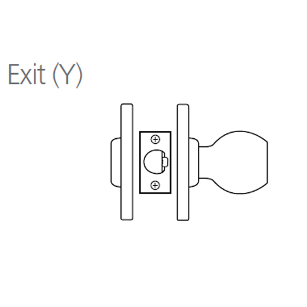 8K30Y6CSTK606 Best 8K Series Exit Heavy Duty Cylindrical Knob Locks with Tulip Style in Satin Brass