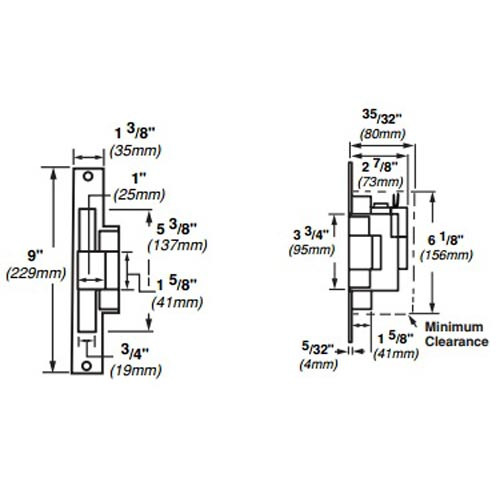 6216-FS-DS-12VDC-US32D Von Duprin Electric Strike for Mortise Locksets in Satin Stainless Steel Finish