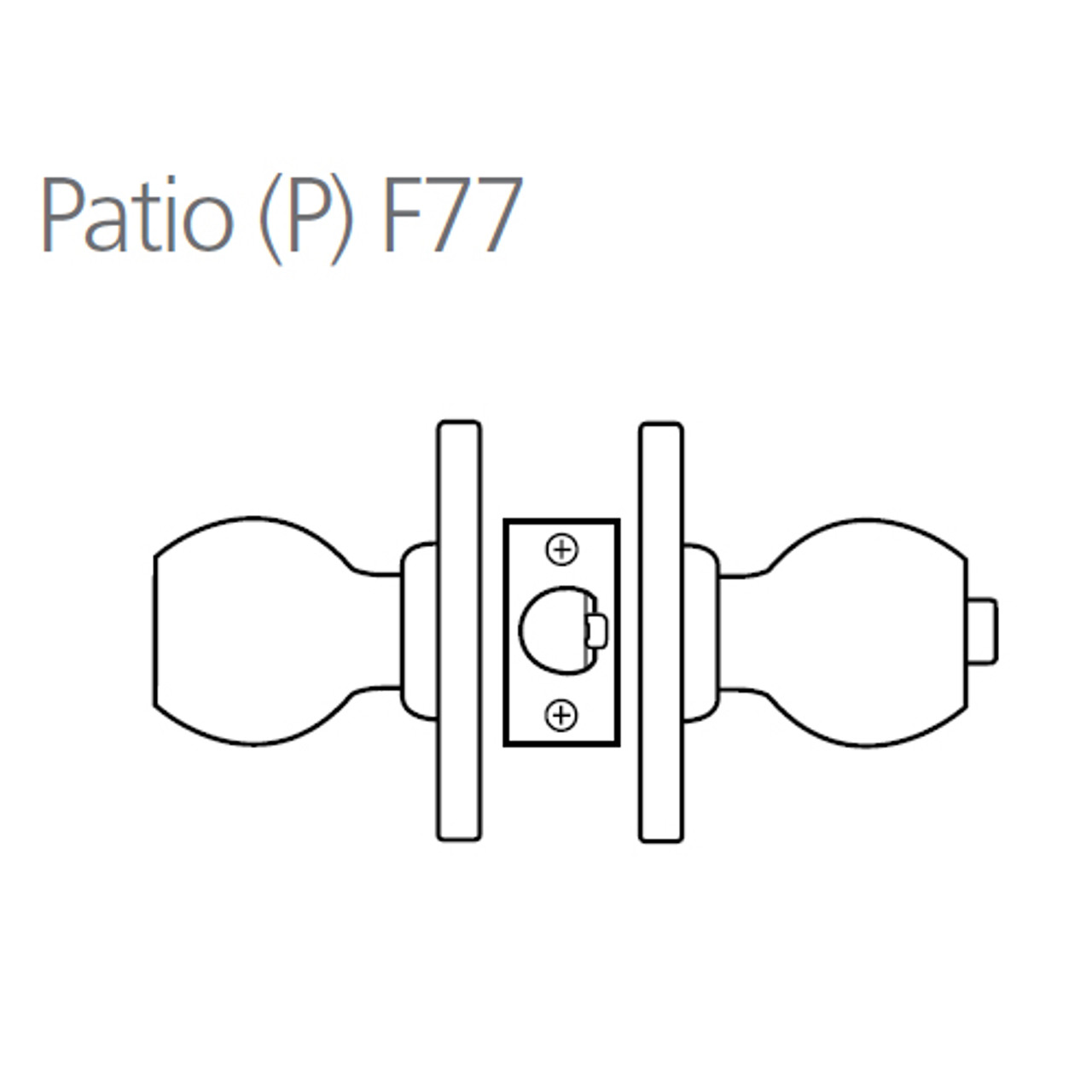 8K30P6ASTK606 Best 8K Series Patio Heavy Duty Cylindrical Knob Locks with Tulip Style in Satin Brass