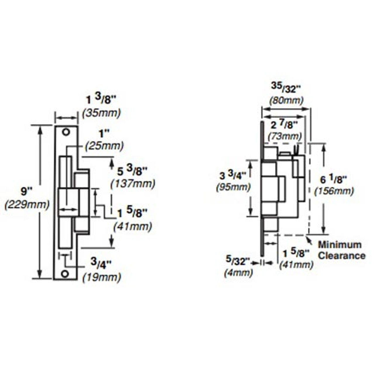 6216-FS-12VDC-US10 Von Duprin Electric Strike for Mortise Locksets in Satin Bronze Finish