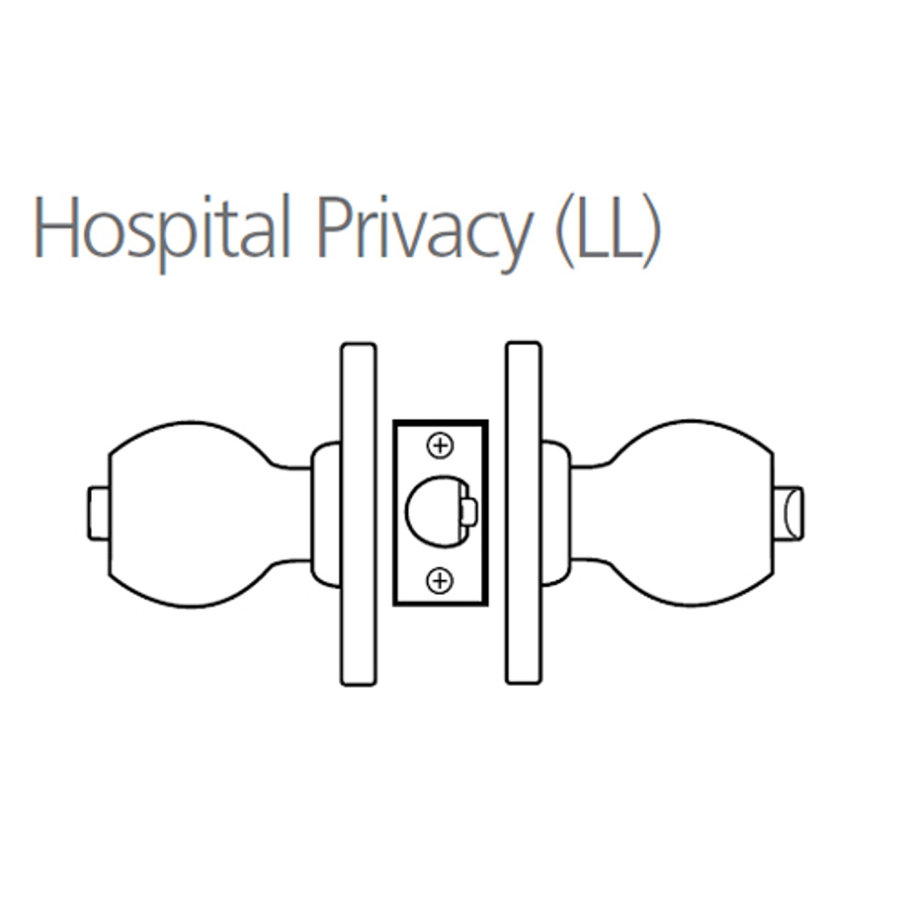 8K30LL6ASTK605 Best 8K Series Hospital Privacy Heavy Duty Cylindrical Knob Locks with Tulip Style in Bright Brass