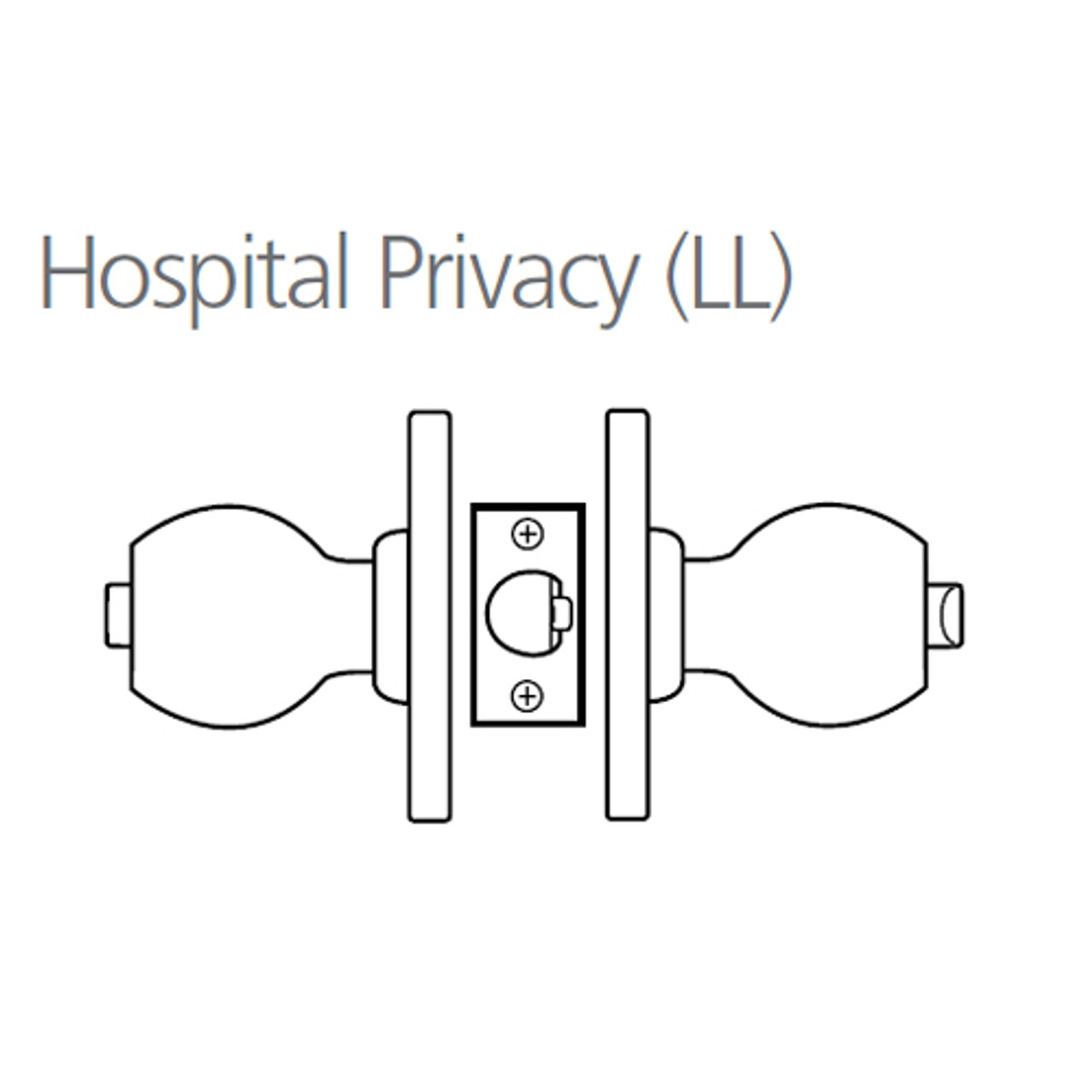 8K30LL6CSTK626 Best 8K Series Hospital Privacy Heavy Duty Cylindrical Knob Locks with Tulip Style in Satin Chrome