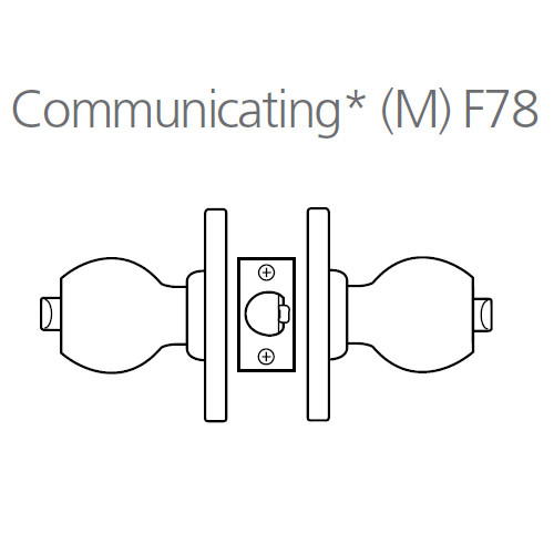 8K30M4AS3625 Best 8K Series Communicating Heavy Duty Cylindrical Knob Locks with Round Style in Bright Chrome