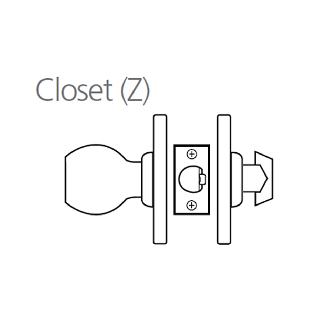 8K30Z6CSTK626 Best 8K Series Closet Heavy Duty Cylindrical Knob Locks with Tulip Style in Satin Chrome