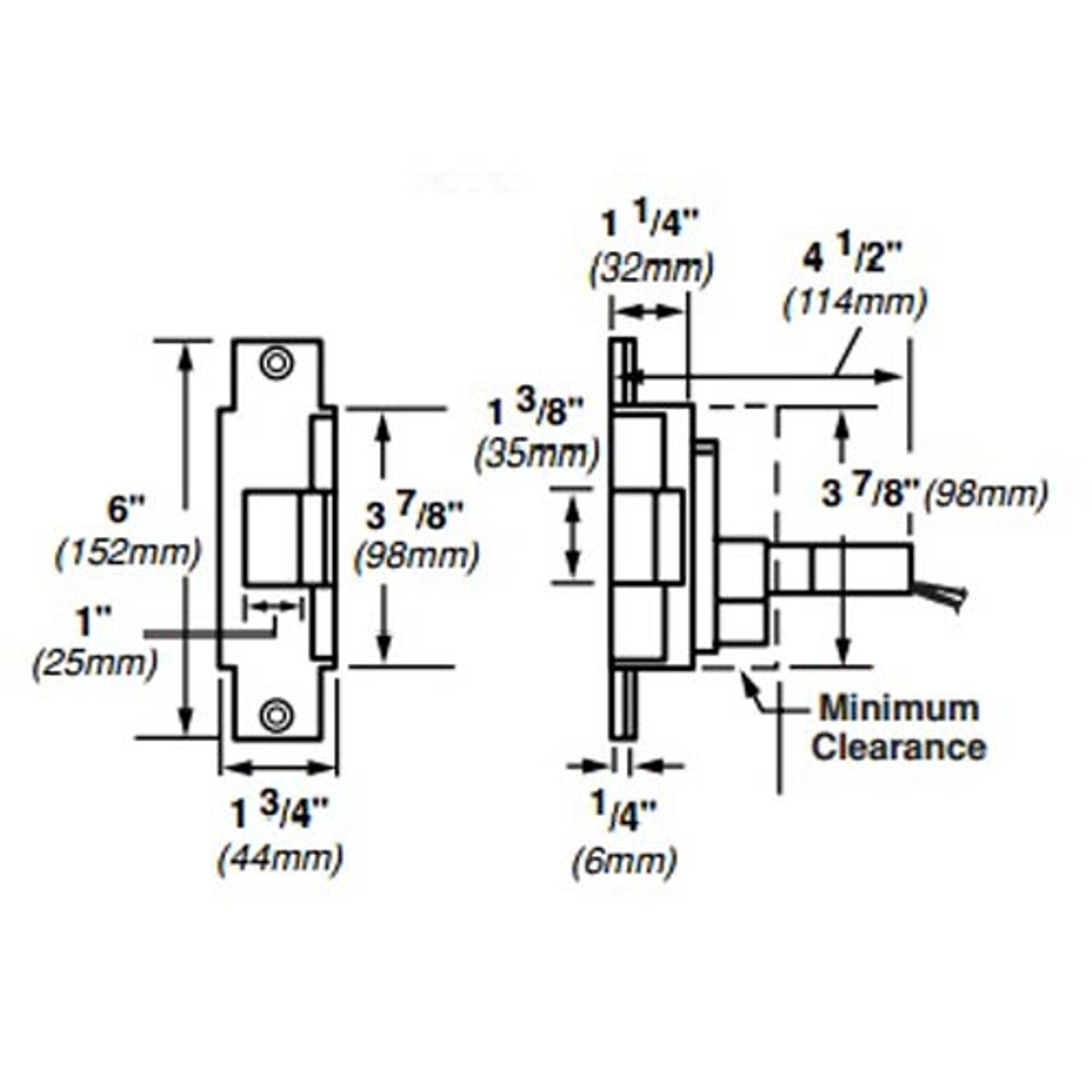 6223-FS-DS-12VDC-US3 Von Duprin Electric Strike for Mortise or Cylindrical Locksets in Bright Brass Finish