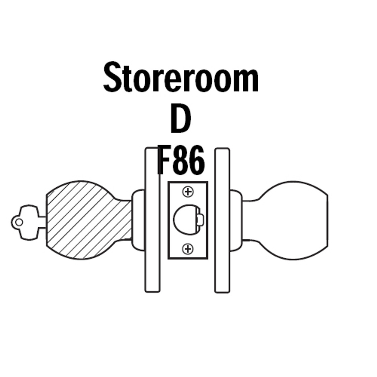 8K57D4AS3625 Best 8K Series Storeroom Heavy Duty Cylindrical Knob Locks with Round Style in Bright Chrome