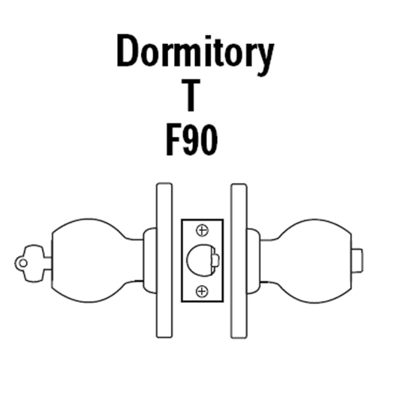8K57T4DS3606 Best 8K Series Dormitory Heavy Duty Cylindrical Knob Locks with Round Style in Satin Brass