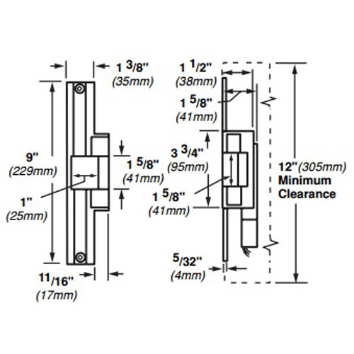 6224AL-12VDC-US10B Von Duprin Electric Strike for Mortise or Cylindrical Locksets in Dark Bronze Finish