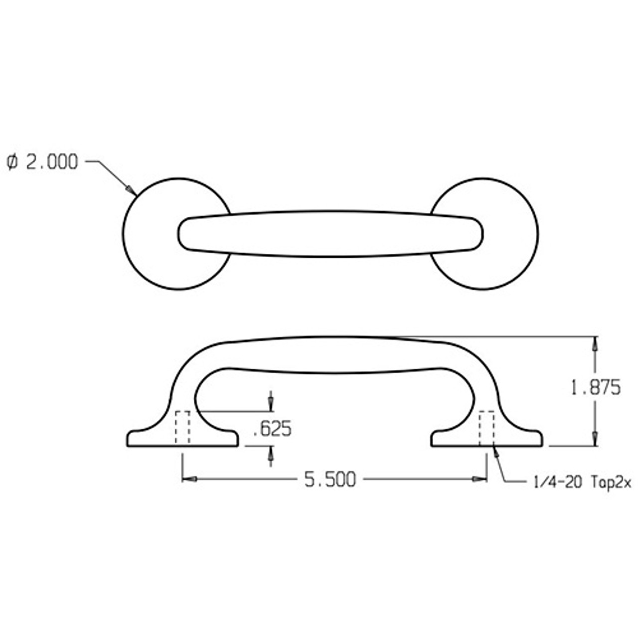 36-626 Don Jo Cast Door Pull with 5-1/2 inch center to center length