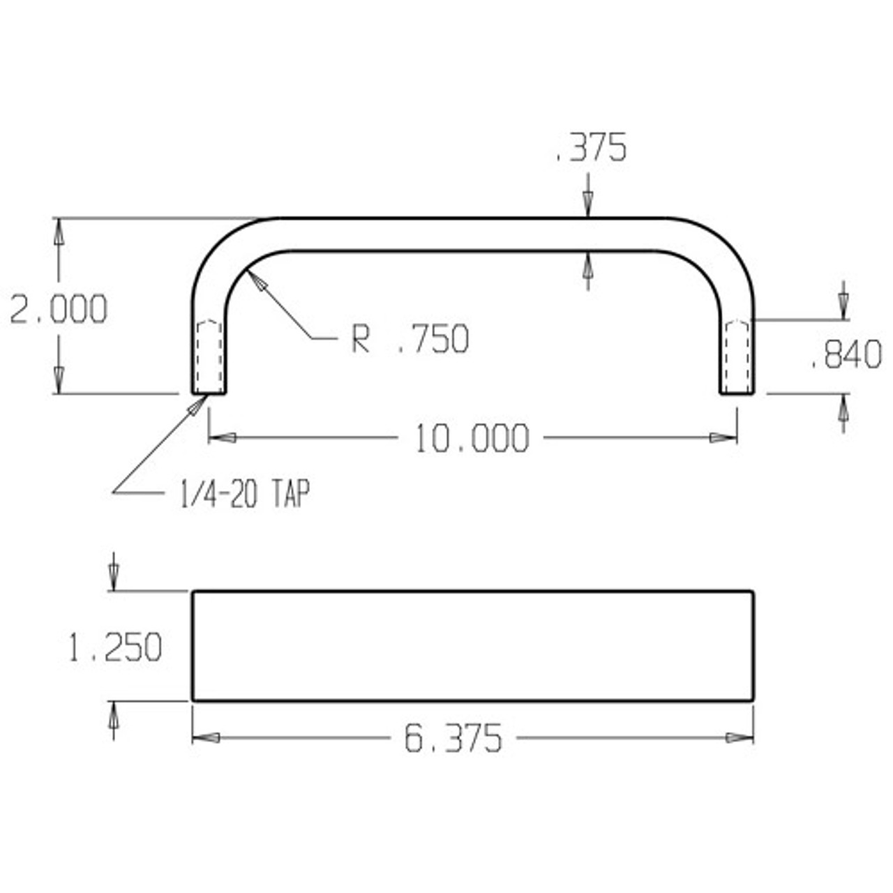 32-613 Don Jo Flat Bar Door Pull with 10 inch center to center length